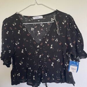 Arizona Jean Company Black Floral Blouse